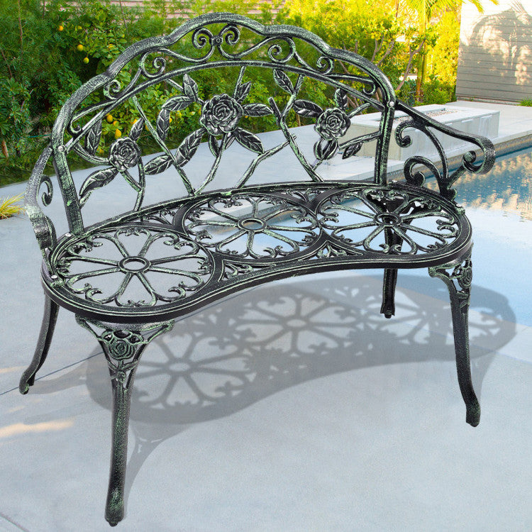 Aluminum Patio Outdoor Garden Bench Chair Loveseat Cast