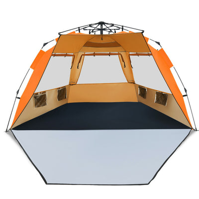 3-4 Person Easy Pop-Up Beach Tent UPF 50+ Portable Sun Shelter--Orange