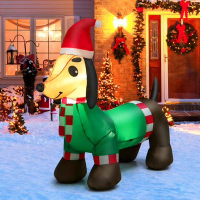 4 Feet Long Christmas Inflatable Dachshund Dog