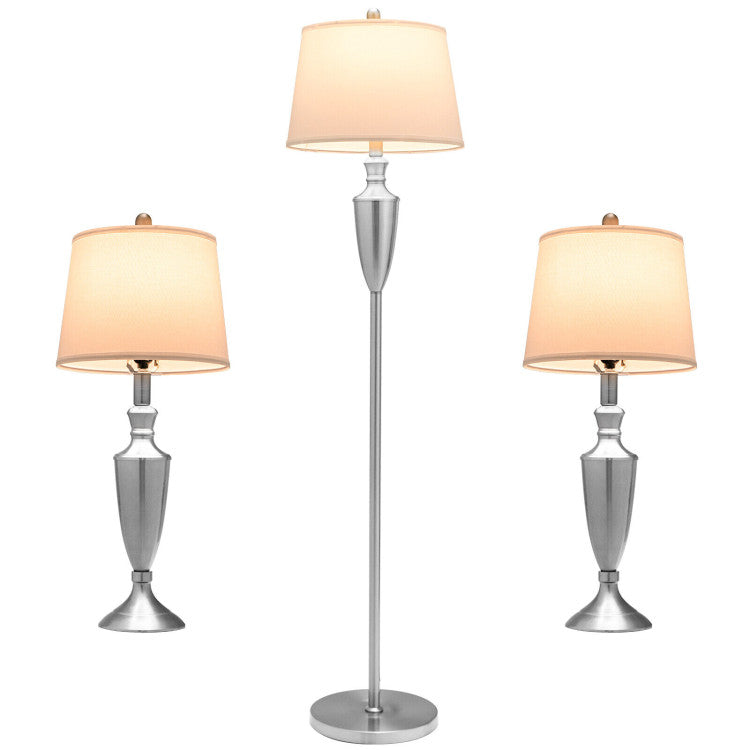3 Piece Lamp with Set Modern Floor Lamp and 2 Table Lamps