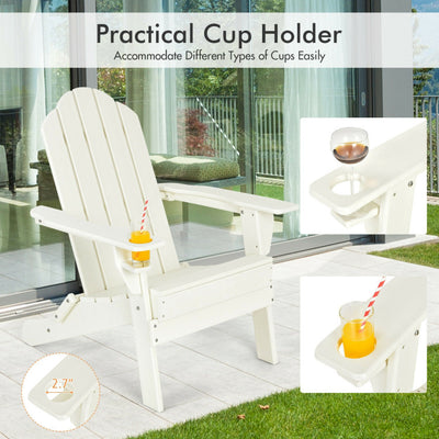 Foldable Weather Resistant Patio Chair with Built-in Cup Holder White
