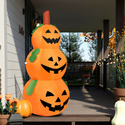 5.2 ft 3-Pumpkin Stack Halloween Inflatable with Internal LED Bulbs and Waterproof Fan