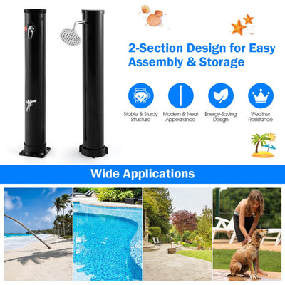 7.2 Feet Solar-Heated Outdoor Shower with Free-Rotating Black Shower Head
