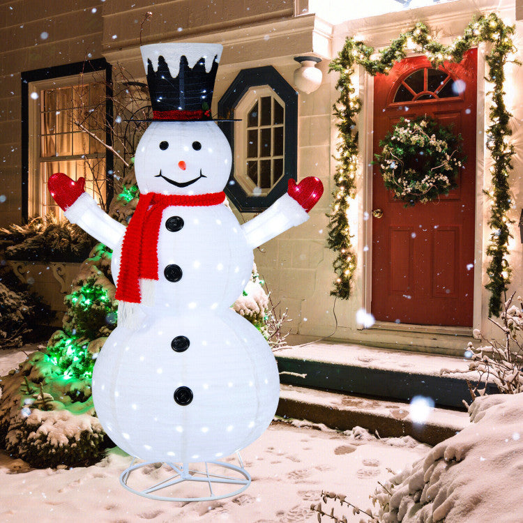 6 Feet Lighted Snowman with Top Hat and Red Scarf