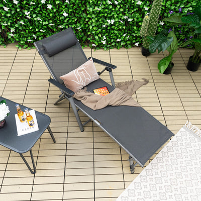 Outdoor Aluminum Chaise Lounge Chair with Quick-Drying Fabric