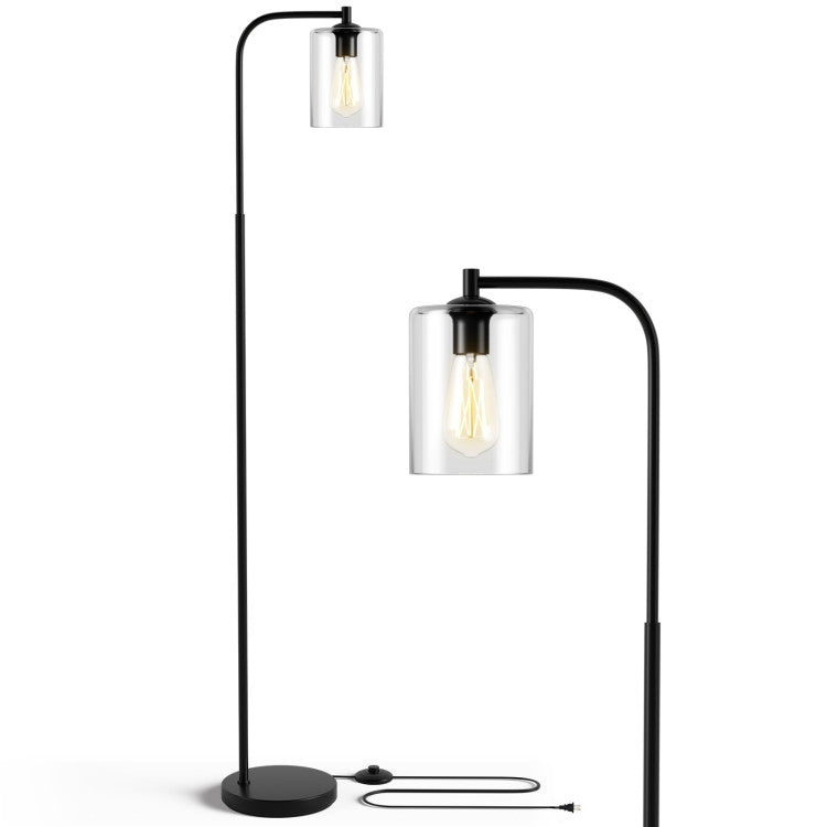 Industrial Floor Lamp with Glass Shade