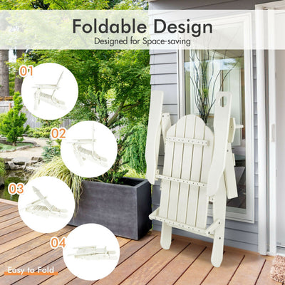 Foldable Weather Resistant Patio Chair with Built-in Cup Holder White