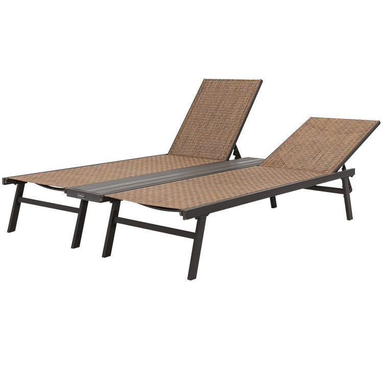 2-Person Patio Chaise Lounge with Middle Panel
