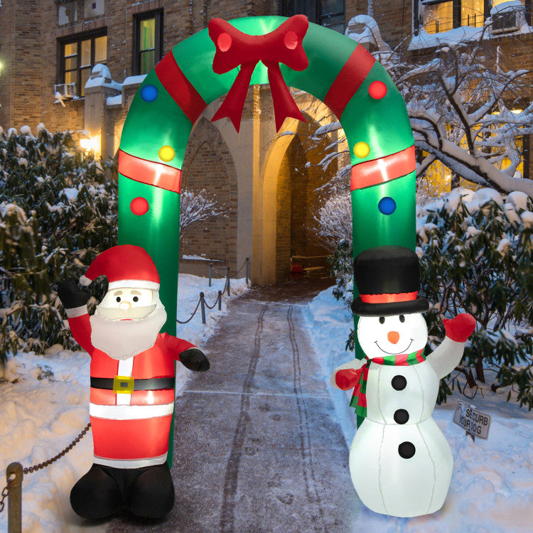 8 Feet Christmas Inflatable Archway with Santa Claus and Snowman