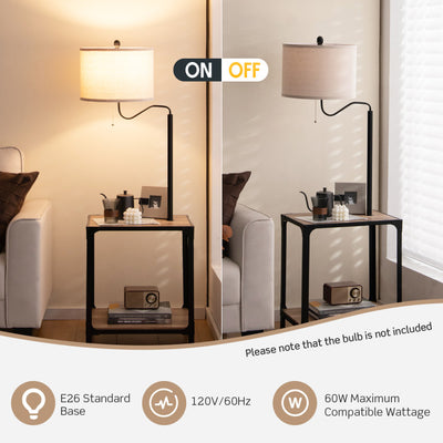 360° Rotatable Floor Lamp with End Table and USB Charging Ports