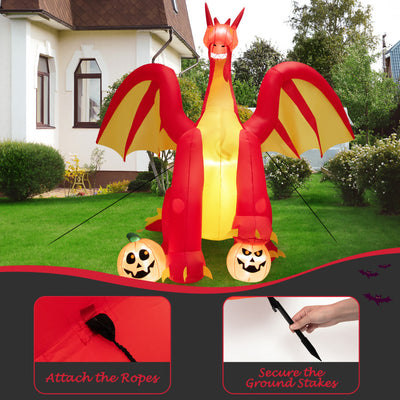 10 Feet Outdoor Halloween Decor Giant Inflatable Animated Fire Dragon with Built-in LED Lights