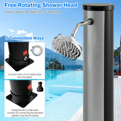 7.2 Feet Solar-Heated Outdoor Shower with Free-Rotating Silver Shower Head