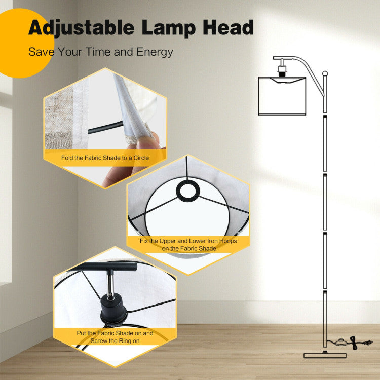 Standing Floor Lamp with Adjustable Head for Living Room and Bedroom