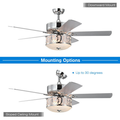 52 Inch Ceiling Fan with Light Reversible Blade and Adjustable Speed