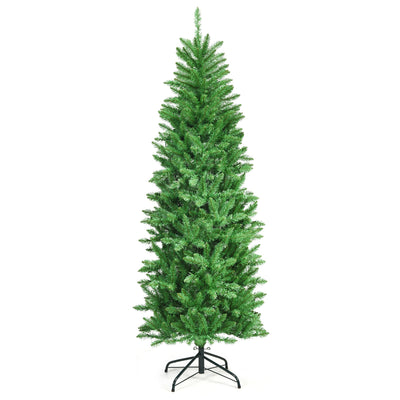 5/6 Feet PVC Hinged Pre-lit Artificial Fir Pencil Christmas Tree with 150 Warm White UL-listed Lights