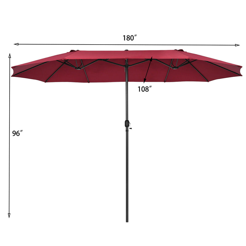 15 Feet Patio Double-Sided Umbrella with Hand-Crank System