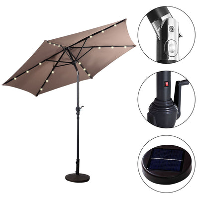 9' Patio LED Solar Umbrella with Crank