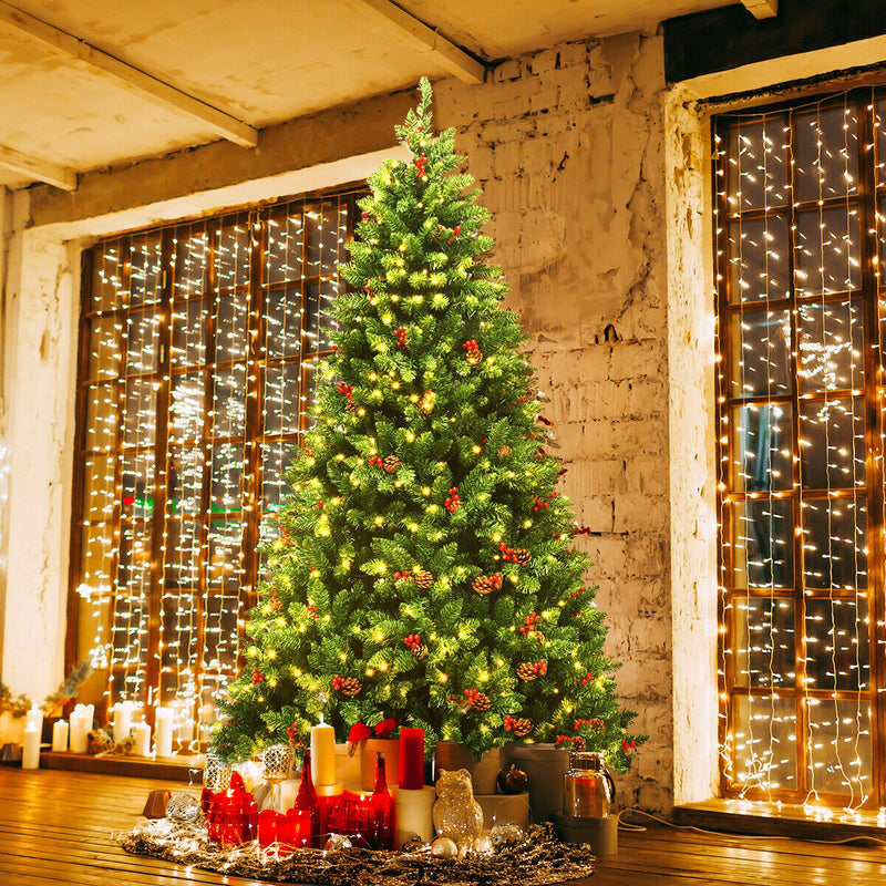 7.5ft Pre-lit Hinged Christmas Tree with 550 LED Lights
