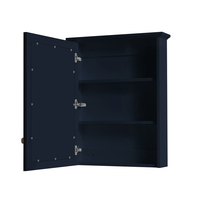 24-in x 30-in Surface Mount Mirrored Rectangle Medicine Cabinet Navy Blue