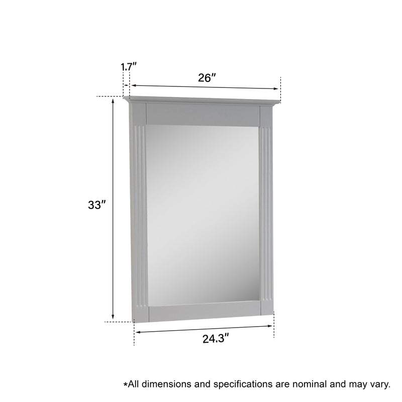 26 in. W x 33 in. H Rectangular Wood Framed Wall Bathroom Vanity Mirror (Set of 2) Titanium Grey