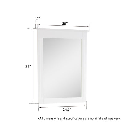 26 in. W x 33 in. H Rectangular Wood Framed Wall Bathroom Vanity Mirror (Set of 2) White