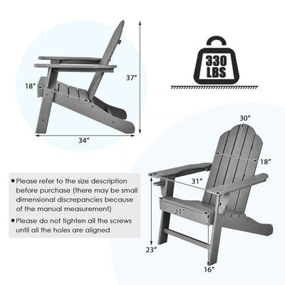 Outdoor Adirondack Chair with Built-in Cup Holder for Backyard Porch