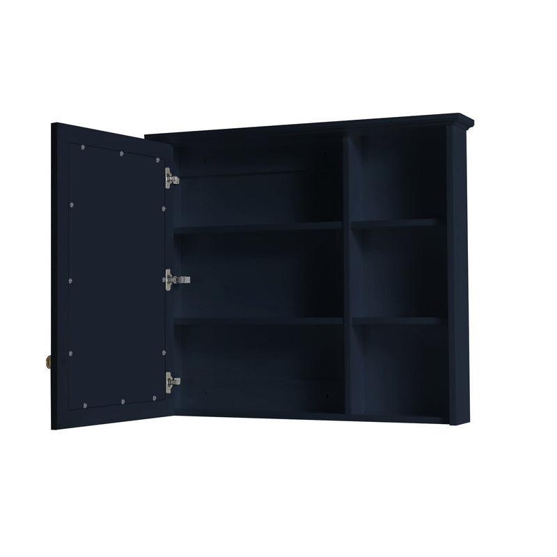 34-in x 30-in Solid Wood Framed Medicine Cabinet with Four Shelvs Navy Blue