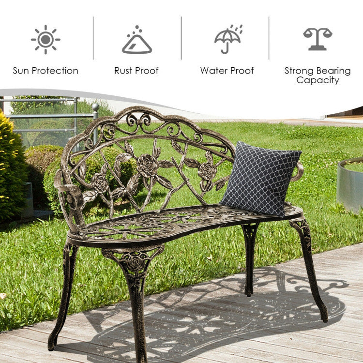 Aluminum Patio Outdoor Garden Bench Chair Loveseat Cast