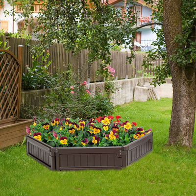 4 x 4 Feet Raised Garden Bed Kit Outdoor Planter Box with Open Bottom Design