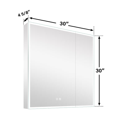 30"x30" LED Bathroom Medicine Cabinet with Lights, Medicine Cabinet with Mirror, Defogger, Dimmer, Memory Function, Anodized Aluminum