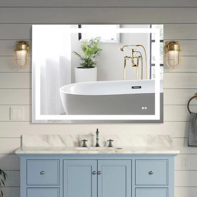 48 in. W x 36 in. H Frameless Rectangular LED Light Bathroom Mirror