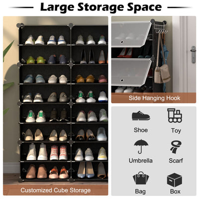 12-Cube 48 Pairs Portable Shoe Shelves with Hook