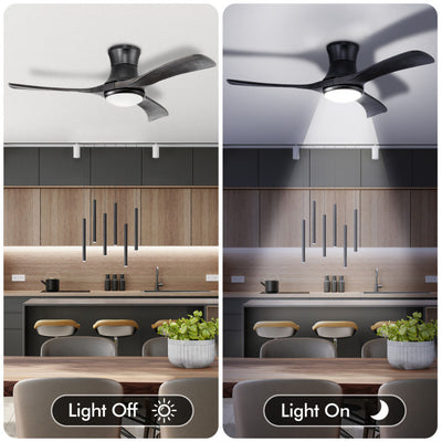 52 Inch Flush Mount Ceiling Fan with LED Light