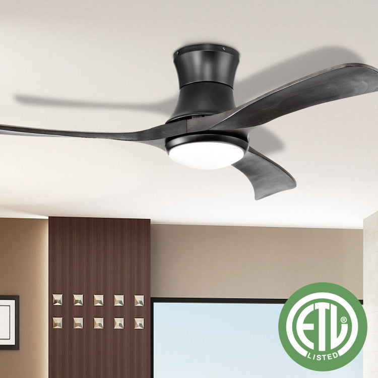 52 Inch Flush Mount Ceiling Fan with LED Light