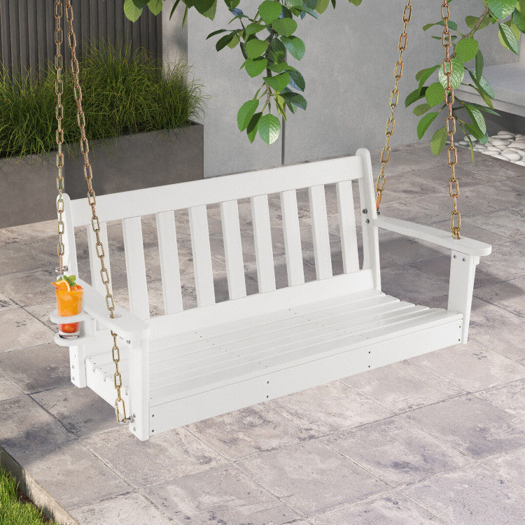 54 Inch HDPE Patio Porch Swing with Cup Holder