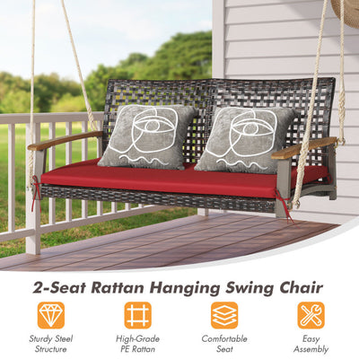 2-Person Rattan Hanging Porch Swing Chair