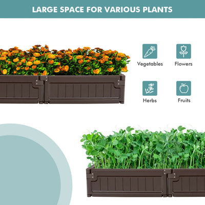 4 x 4 Feet Raised Garden Bed Kit Outdoor Planter Box with Open Bottom Design