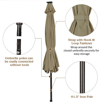 10 Feet Outdoor Patio umbrella with Bright Solar LED Lights
