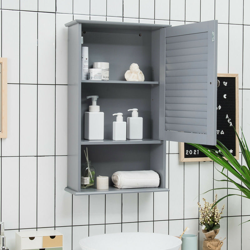 Bathroom Wall Mount Storage Cabinet Single Door with Height Adjustable Shelf