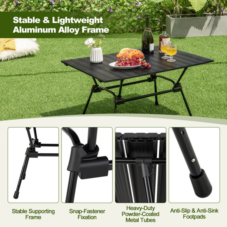 Folding Heavy-Duty Aluminum Camping Table with Carrying Bag
