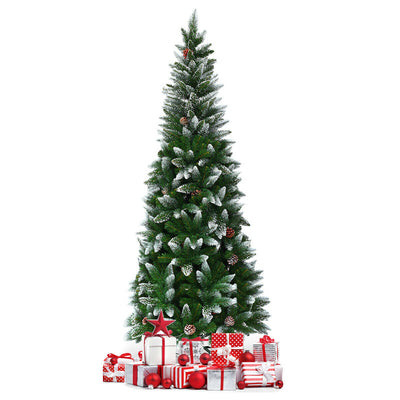 5' / 6' / 7.5' Artificial Pencil Christmas Tree with Pine Cones
