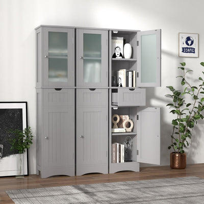 Tall Floor Storage Cabinet with 2 Doors and 1 Drawer for Bathroom