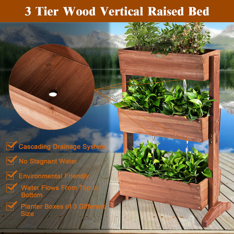 3-Tier Raised Garden Bed Vertical Freestanding Elevated Planter