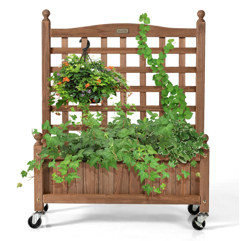 32in Wood Planter with Trellis for Climbing Plant