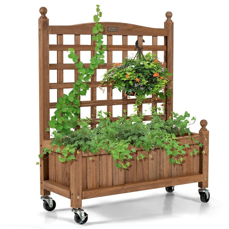 32in Wood Planter with Trellis for Climbing Plant