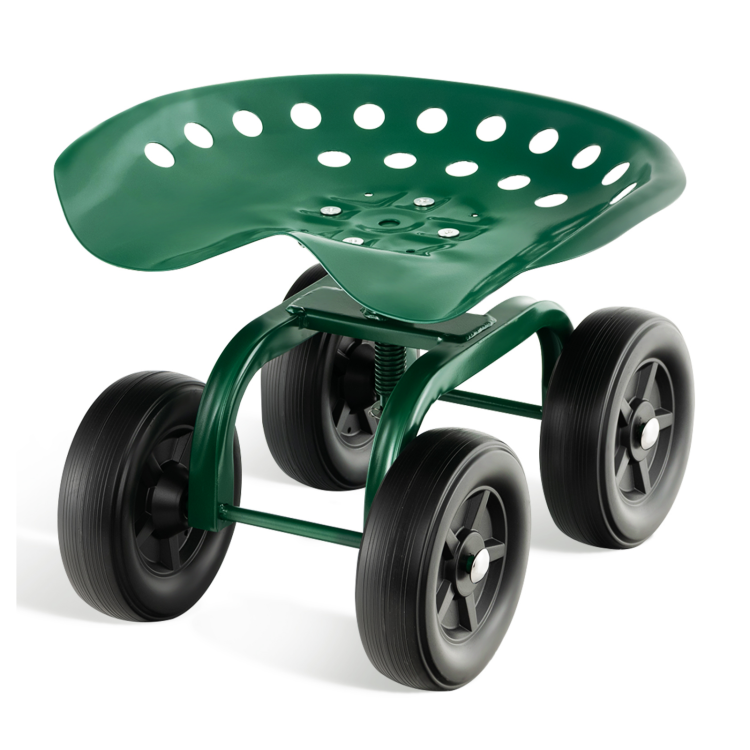 Garden Rolling Workseat with 360°Swivel Seat and Adjustable Height