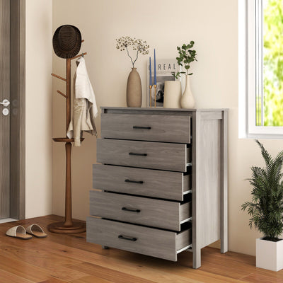 Modern 5-Drawer Multipurpose Chest Dresser with Metal Handles