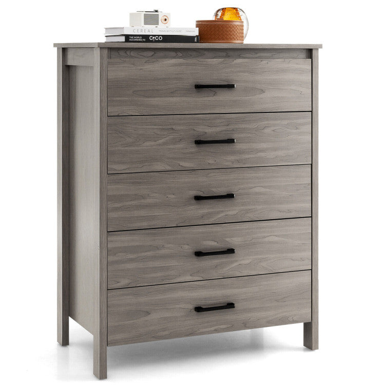 Modern 5-Drawer Multipurpose Chest Dresser with Metal Handles