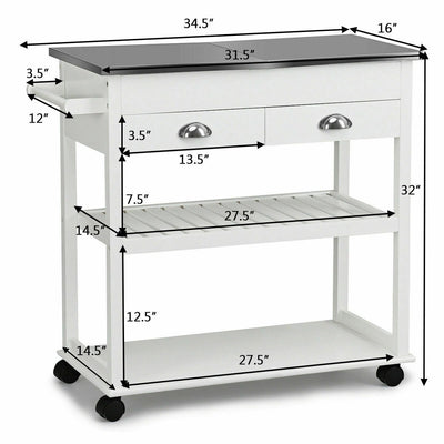 Rolling Kitchen Island Trolley Cart with 2 Drawers