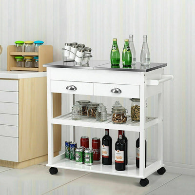 Rolling Kitchen Island Trolley Cart with 2 Drawers